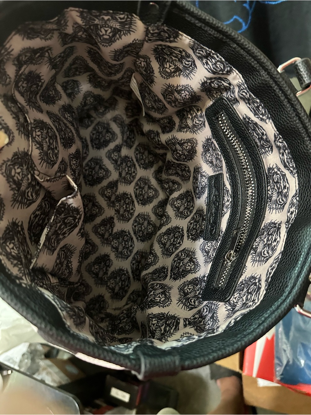 Ed Hardy Pink, Black & White Floral Tattoo Shoulder Bag - Picture 7 of 13